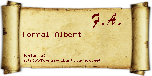 Forrai Albert névjegykártya